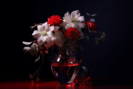 花瓶中盛开的花束图片