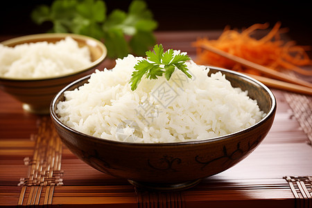 餐桌上的白米饭背景图片
