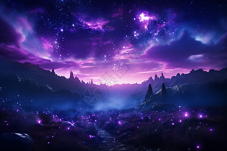 夜晚紫色的天空图片