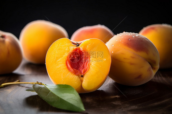 新鲜切开的桃子图片
