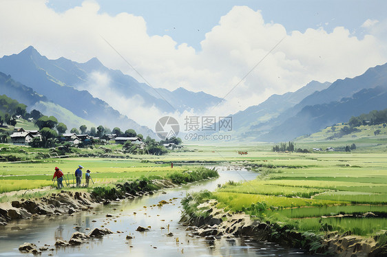 宁静和谐的山谷风景图片