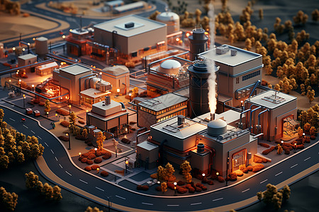 夜晚核能技术工厂图片