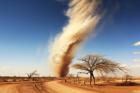沙漠中扬起的沙尘高清图片
