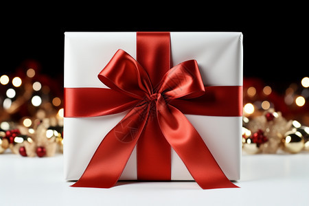 红色丝带包装的礼物背景图片