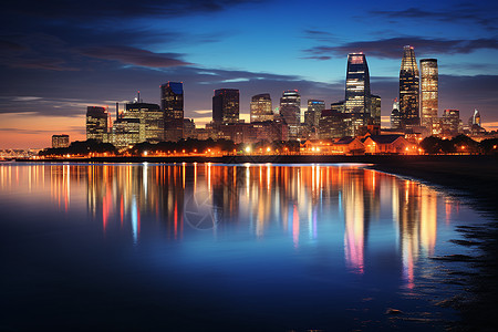 五彩斑斓的城市夜景背景图片