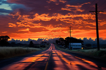 日落时分的乡村美景图片