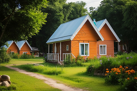 夏日乡村的小屋图片