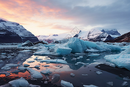 湖面消融的冰川图片