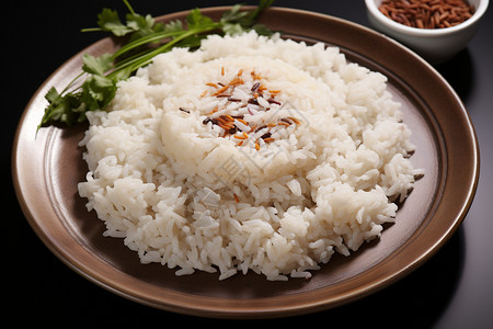 盘子里的糙米饭背景