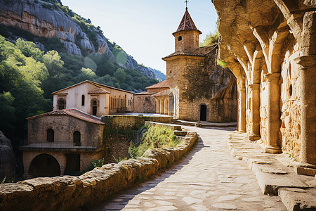 壮丽的修道院建筑景观图片