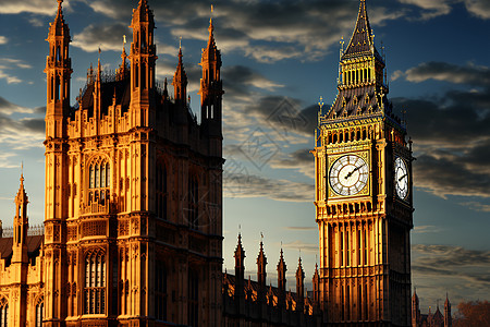 古老时钟历史悠久的伦敦大本钟建筑背景