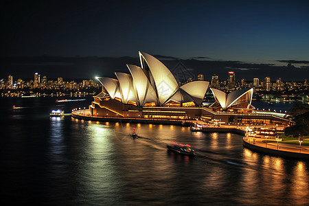 夜幕下的悉尼歌剧院图片