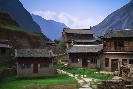 田园乡村建筑风光背景图片