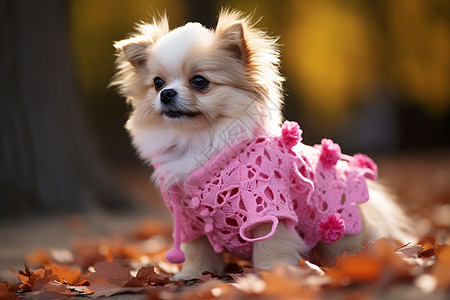 穿粉衣服的宠物狗狗图片