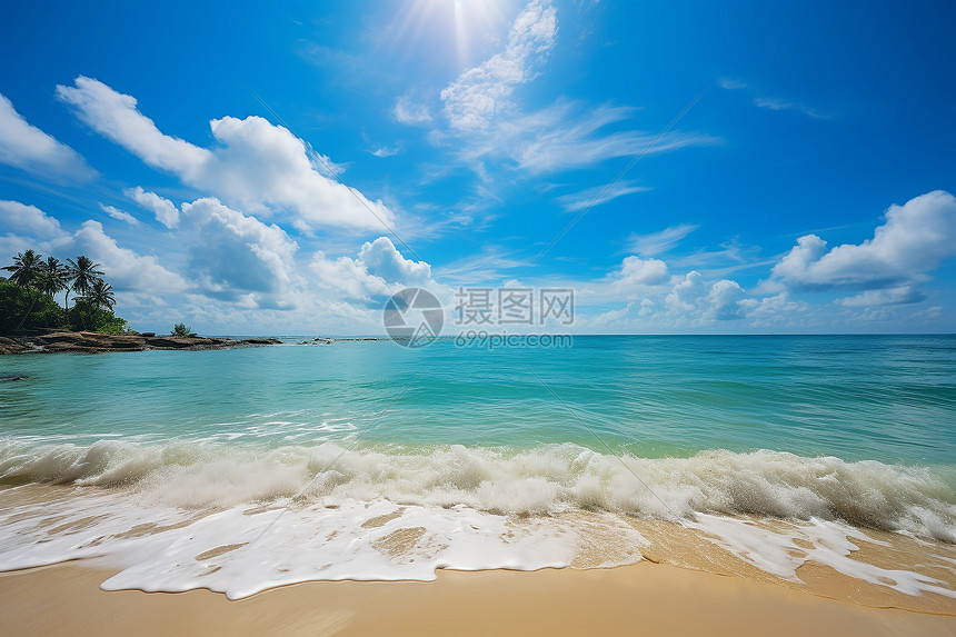蔚蓝海水的度假岛屿景观图片
