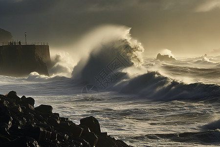 狂风怒号的海洋景观图片