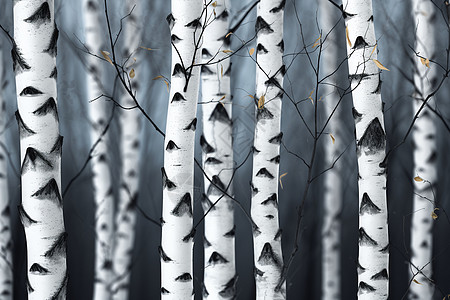 冬季静谧的白桦林图片
