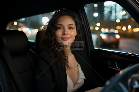 车中优雅的商务女子图片