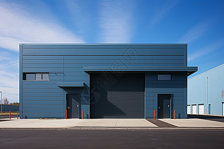 蓝色的现代工厂建筑图片