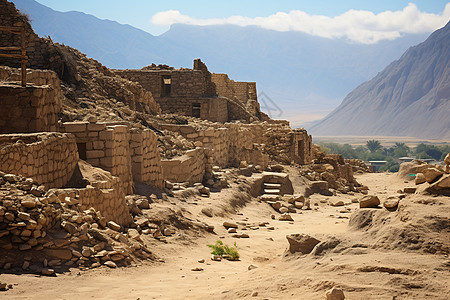 荒原中的古文明建筑图片
