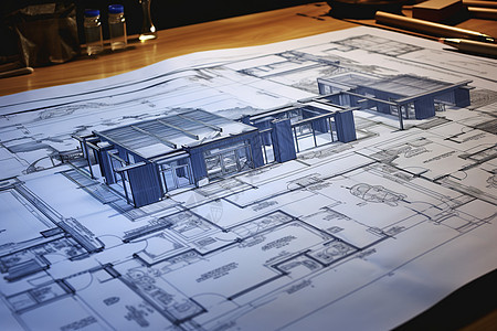 建筑师的印刷图纸图片