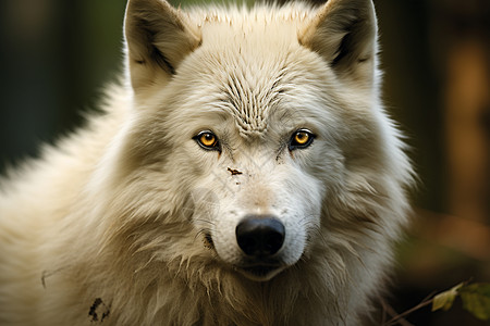 白狼凝视镜头的特写图片