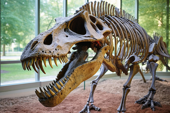 展厅中巨大的恐龙化石图片