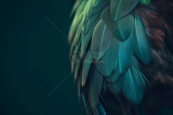 光滑美丽的绿色羽毛图片