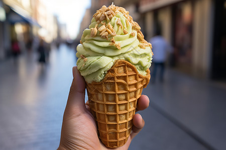 甜品诱惑的哈密瓜冰淇淋图片