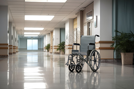 医院过道的轮椅背景图片