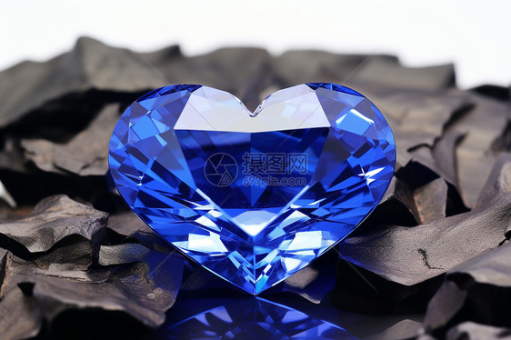蓝色心型宝石图片