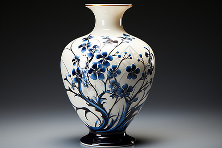 精致的蓝白色花瓶中图片
