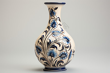蓝白花瓶的精致细节背景图片