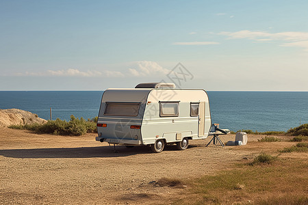 在海边露营的房车图片