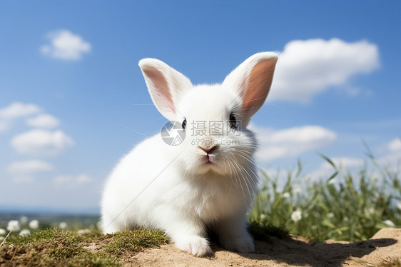天空下一只可爱的兔子图片