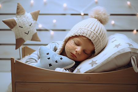 摇篮中安睡的可爱婴儿图片