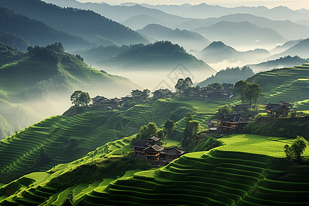 鸟瞰梯田龙脊梯田背景