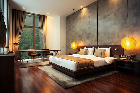 高级公寓卧室装潢与设计背景图片
