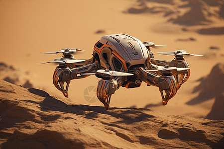 沙漠里飞行的机器人图片