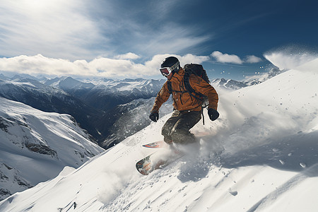 冬季雪山滑雪的男子图片