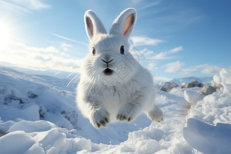跳跃的白兔图片