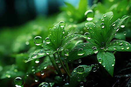 绿草上的水滴图片