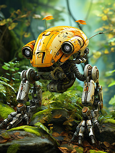 自然森林里的机器人图片
