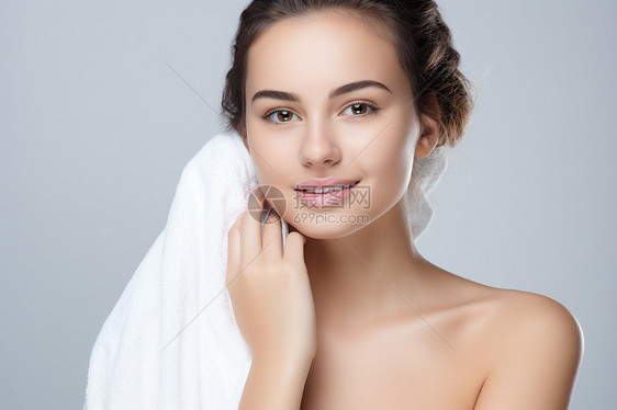 洗浴后的年轻女子图片