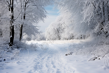 迷人的冬季森林景观图片