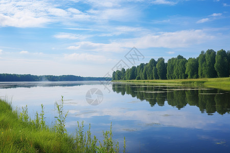 美丽的森林湖泊景观图片