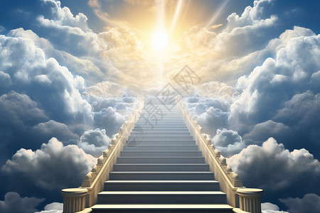 通往天堂的长阶梯背景图片