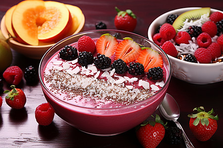 水果酸奶碗图片