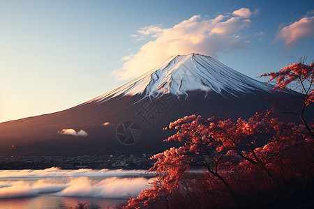 蓝天下的富士山图片