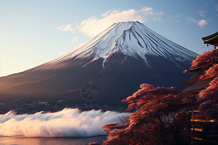 冬季的富士山背景图片